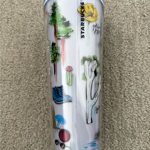 Starbucks White Tumbler with Nature Motifs